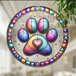 Paw Print Acrylic Suncatcher Colorful